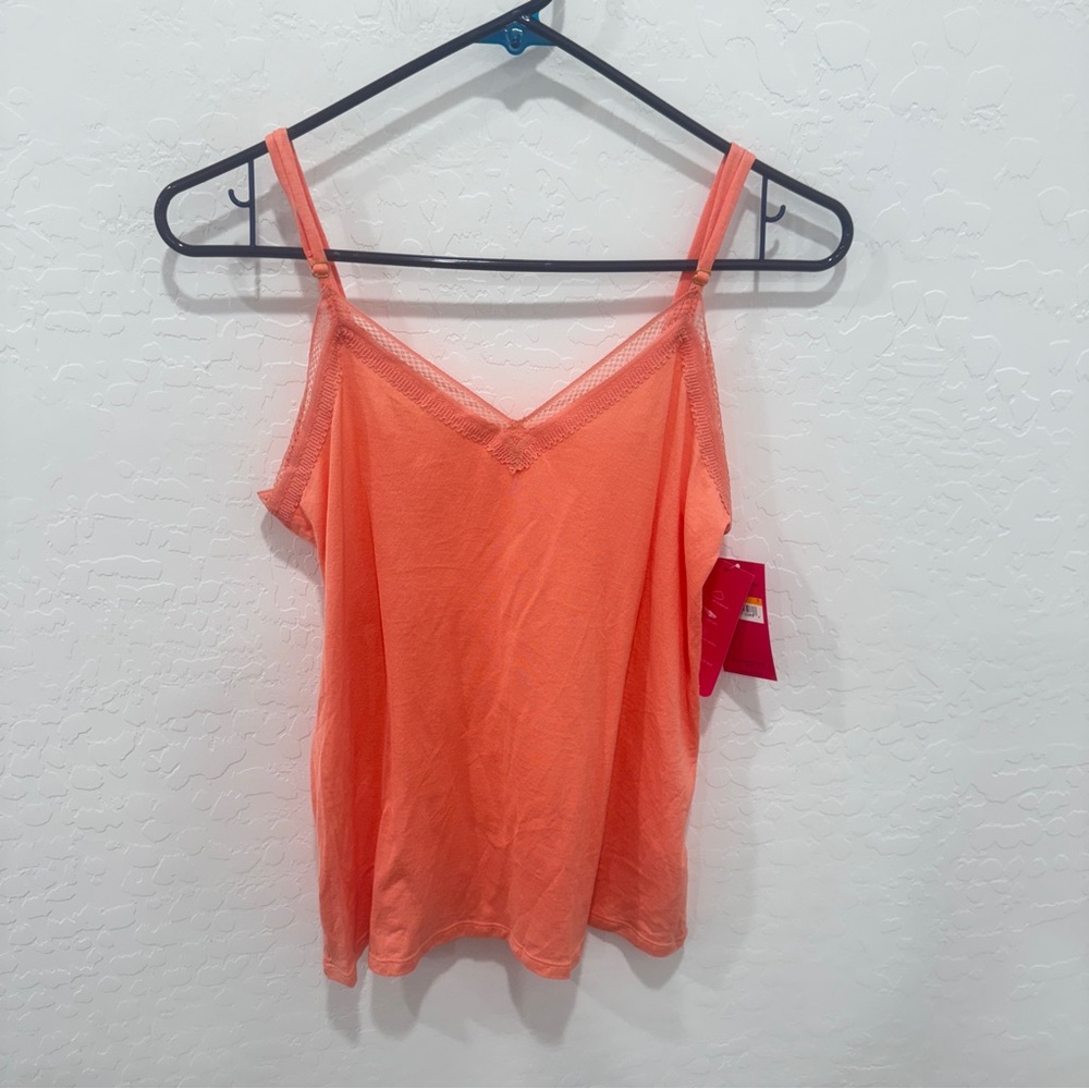 NWT Commando Pure Pima Cami Lace Trim Womens Small Peach Layering Minimalist